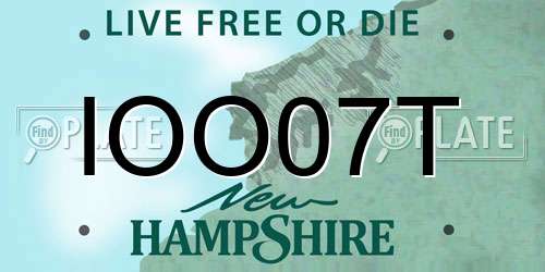 IOO07T New Hampshire License Plate