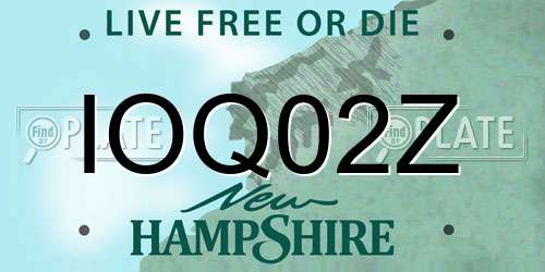 IOQ02Z New Hampshire License Plate