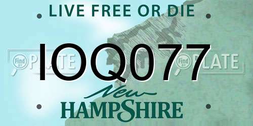 IOQ077 New Hampshire License Plate