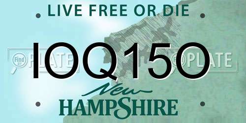 IOQ15O New Hampshire License Plate