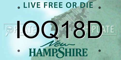 IOQ18D New Hampshire License Plate