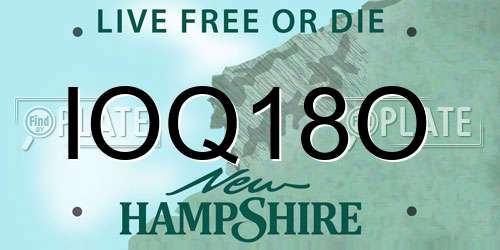 IOQ18O New Hampshire License Plate