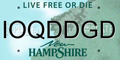 IOQDDGD New Hampshire License Plate