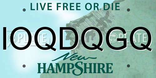 IOQDQGQ New Hampshire License Plate