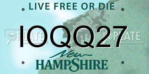 IOQQ27 New Hampshire License Plate