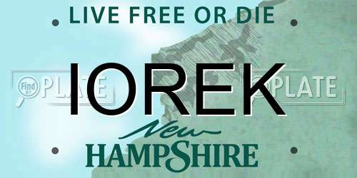 IOREK New Hampshire License Plate
