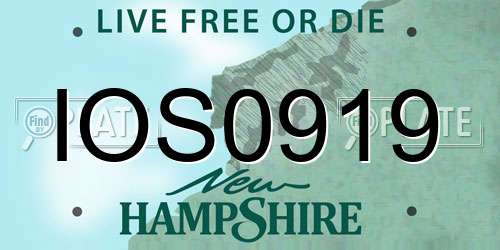 IOS0919 New Hampshire License Plate
