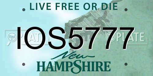 IOS5777 New Hampshire License Plate