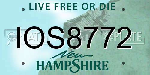 IOS8772 New Hampshire License Plate
