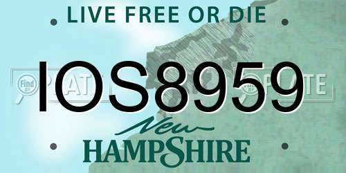 IOS8959 New Hampshire License Plate