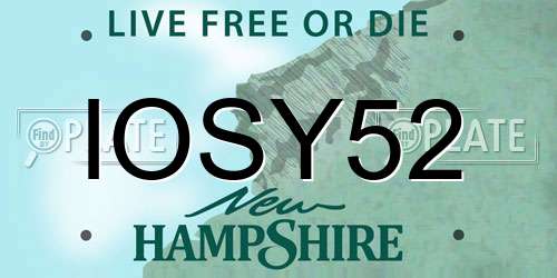 IOSY52 New Hampshire License Plate