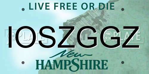 IOSZGGZ New Hampshire License Plate