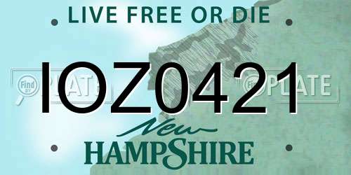 IOZ0421 New Hampshire License Plate
