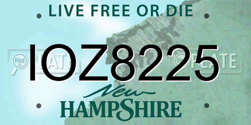IOZ8225 New Hampshire License Plate