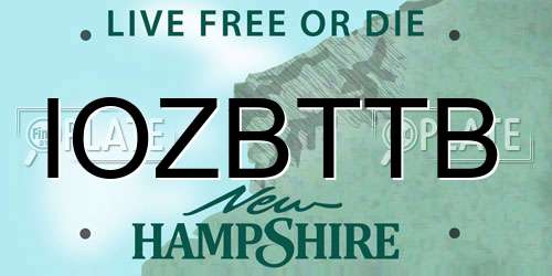 IOZBTTB New Hampshire License Plate