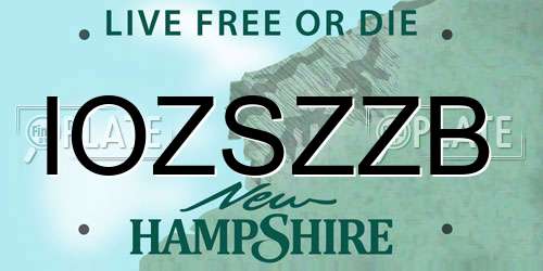 IOZSZZB New Hampshire License Plate