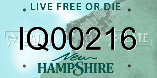 IQ00216 New Hampshire License Plate