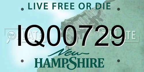IQ00729 New Hampshire License Plate