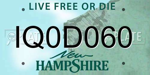 IQ0D060 New Hampshire License Plate