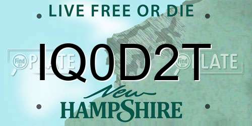 IQ0D2T New Hampshire License Plate