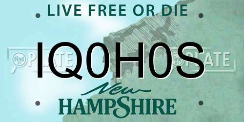 IQ0H0S New Hampshire License Plate