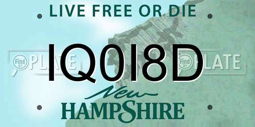 IQ0I8D New Hampshire License Plate