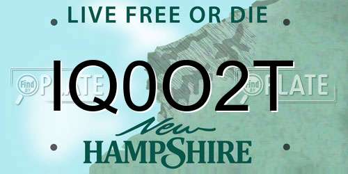 IQ0O2T New Hampshire License Plate