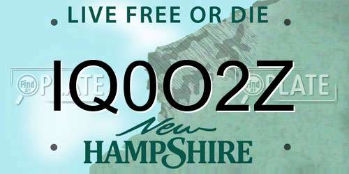 IQ0O2Z New Hampshire License Plate