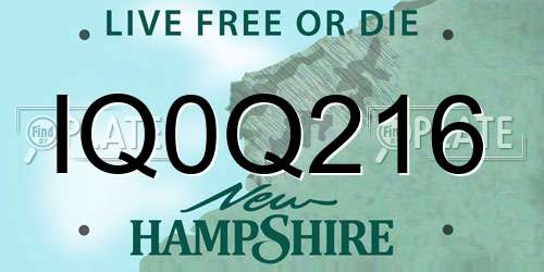 IQ0Q216 New Hampshire License Plate