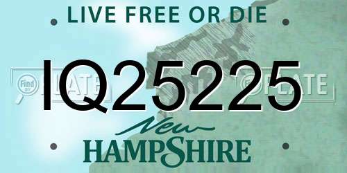 IQ25225 New Hampshire License Plate