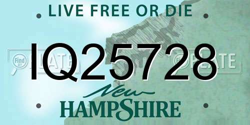IQ25728 New Hampshire License Plate