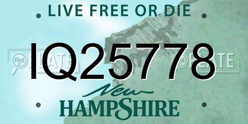 IQ25778 New Hampshire License Plate