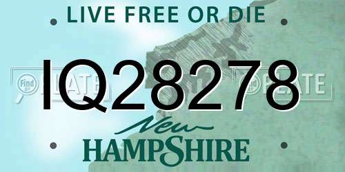 IQ28278 New Hampshire License Plate