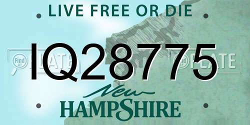 IQ28775 New Hampshire License Plate