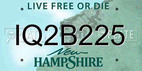 IQ2B225 New Hampshire License Plate