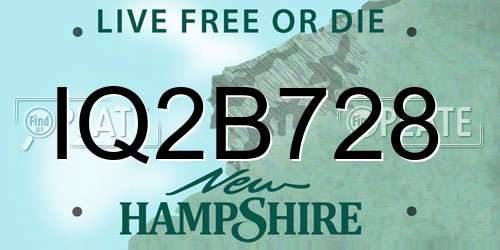 IQ2B728 New Hampshire License Plate