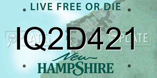 IQ2D421 New Hampshire License Plate