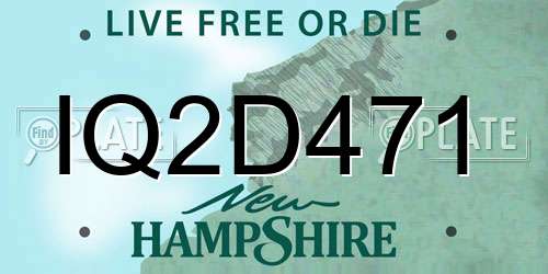 IQ2D471 New Hampshire License Plate