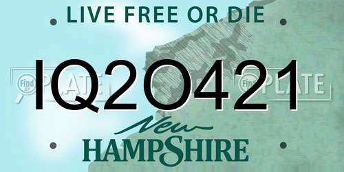 IQ2O421 New Hampshire License Plate