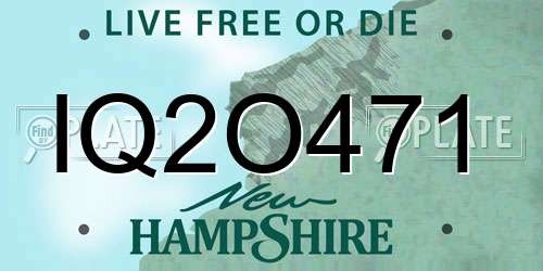 IQ2O471 New Hampshire License Plate