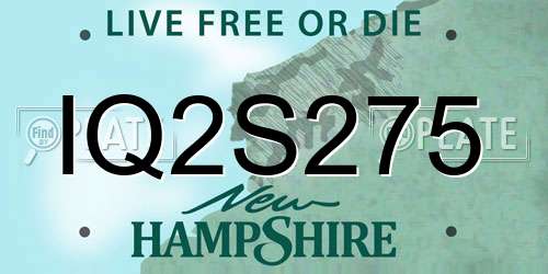 IQ2S275 New Hampshire License Plate