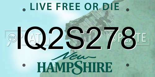 IQ2S278 New Hampshire License Plate