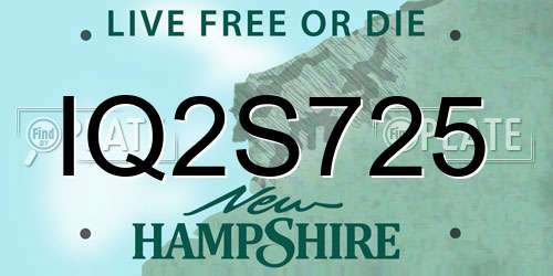 IQ2S725 New Hampshire License Plate