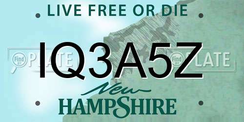 IQ3A5Z New Hampshire License Plate