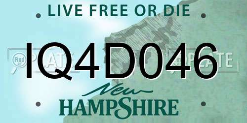 IQ4D046 New Hampshire License Plate