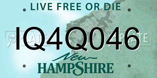 IQ4Q046 New Hampshire License Plate