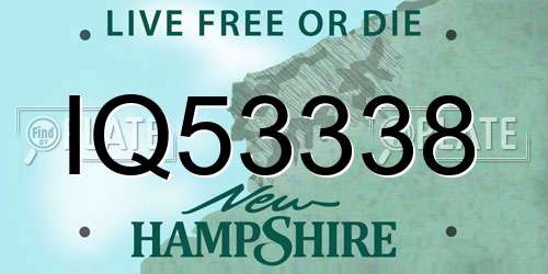 IQ53338 New Hampshire License Plate