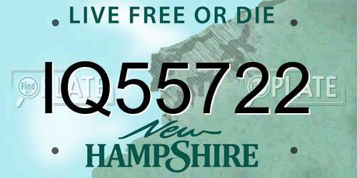 IQ55722 New Hampshire License Plate