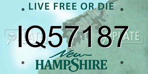 IQ57187 New Hampshire License Plate