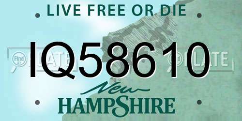 IQ58610 New Hampshire License Plate